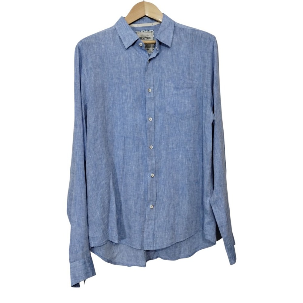Heritage Report Collection Men's Linen Long Sleeve Button Down Shirt Coastal